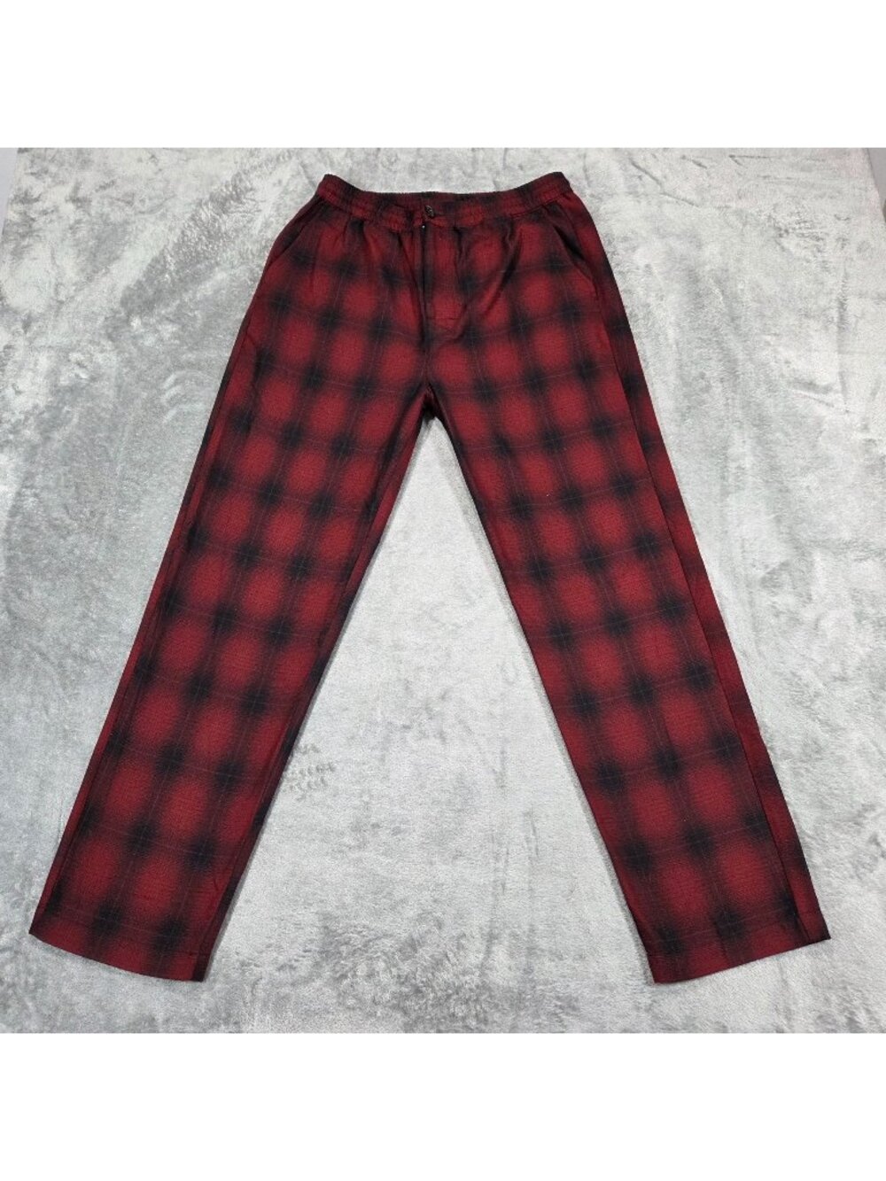 Stussy Pants Mens Small Red Black Shadow Bryan Plaid Wool Blend Skater Beach
